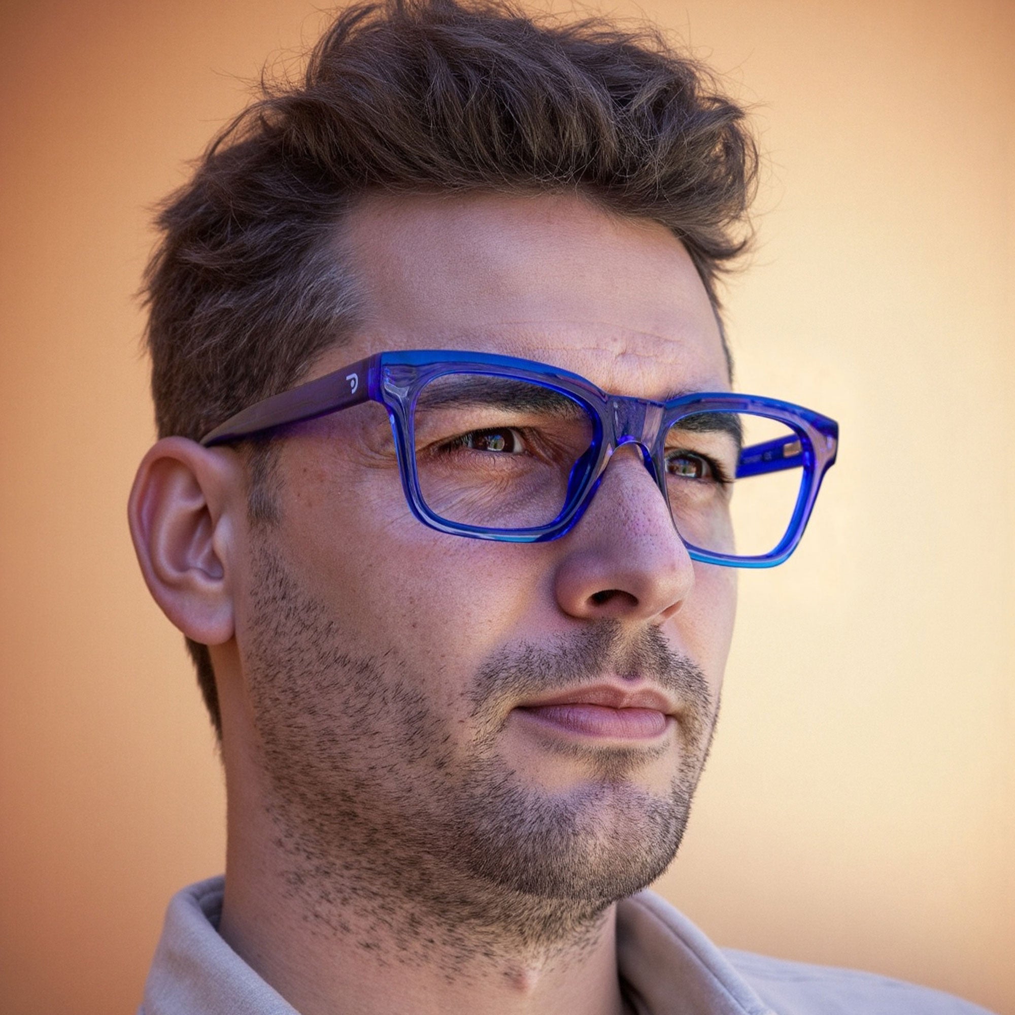 DiBritish Blue Glasses in a Men
